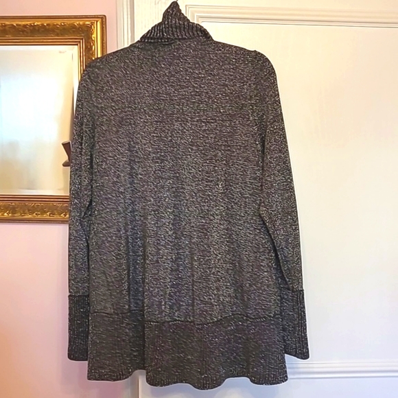PREMISE metallic black sweater open cardigan - Picture 3 of 6